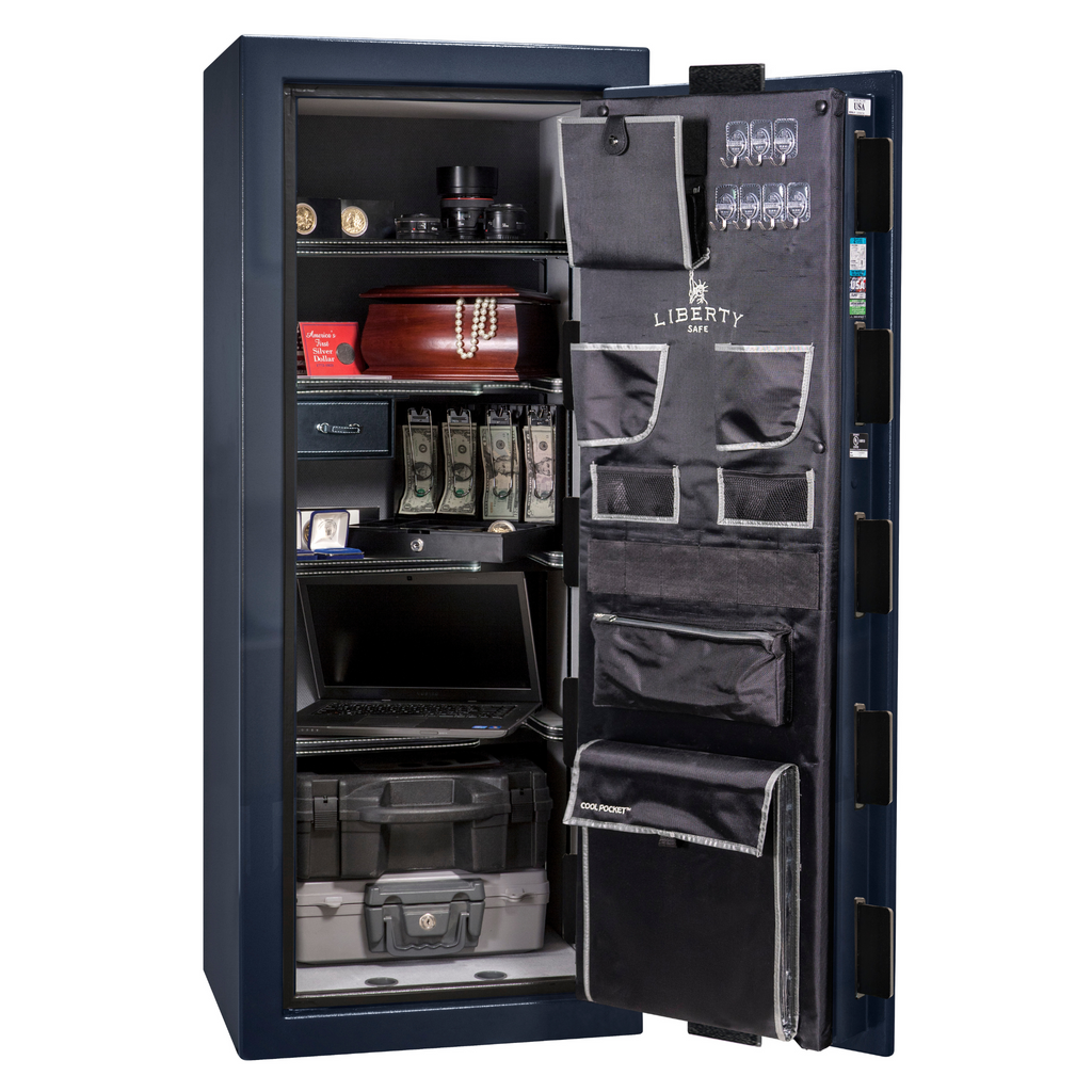 Premium Home Series | Level 7 Security | 2 Hour Fire Protection | 17 | Dimensions: 60.25"(H) x 24.5"(W) x 19"(D) | Blue Gloss - Open Door | Idaho Safe & Vault, Caldwell Idaho