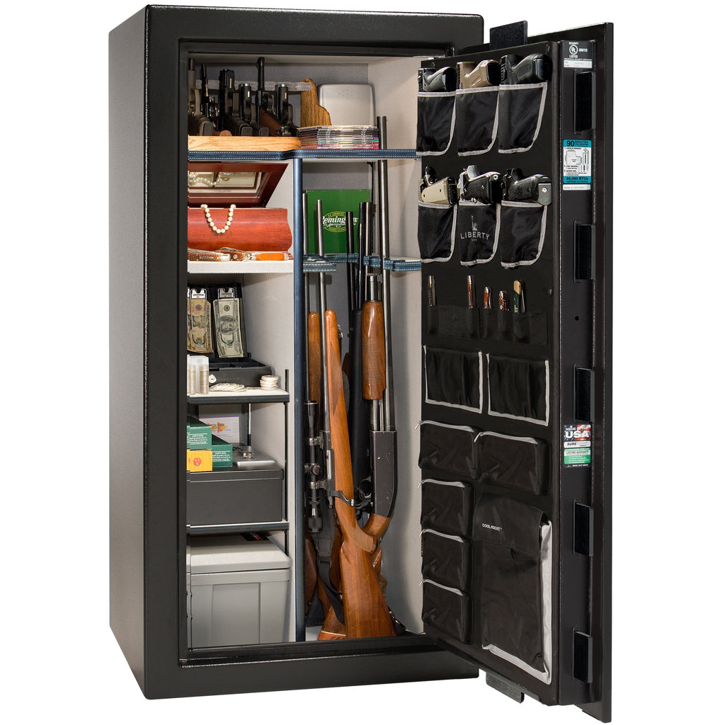 Lincoln Series | Level 7 Security | 2 Hour Fire Protection | 25 | Dimensions: 60.5”(H) x 30”(W) x 24”(D*) | Textured Black | Mechanical Lock - Open | Idaho Safe & Vault, Caldwell Idaho