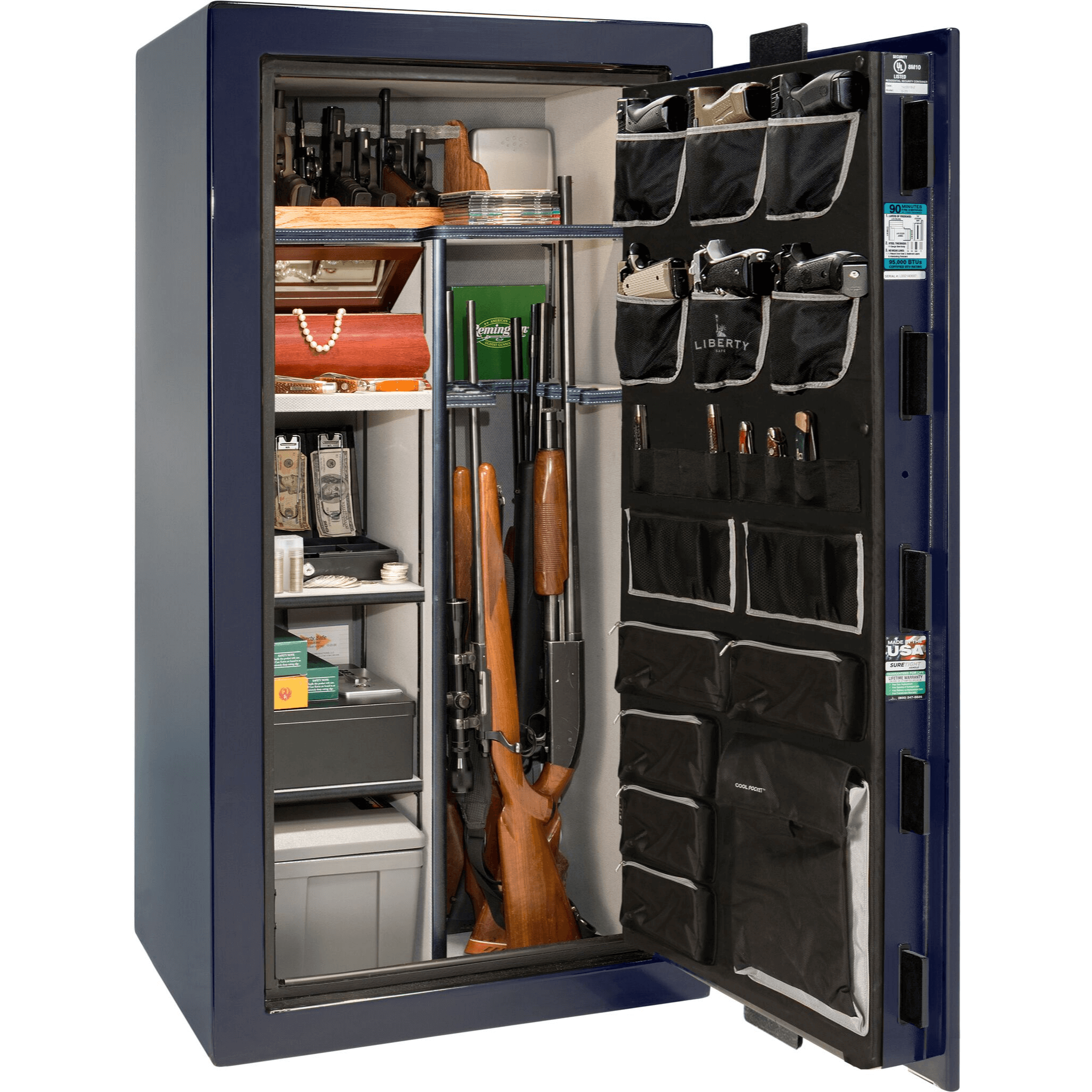 Lincoln Series | Level 5 Security | 110 Minute Fire Protection | 25 | Dimensions: 60.5"(H) x 30"(W) x 24"(D*) | Traditional | Blue Gloss | Idaho Safe & Vault, Caldwell Idaho