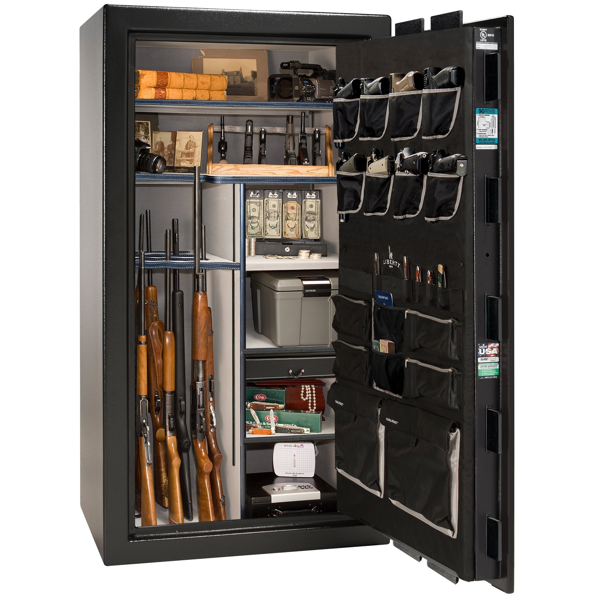 Lincoln Series | Level 7 Security | 2 Hour Fire Protection | 40 | Dimensions: 66.5"(H) x 36"(W) x 27.5”(D*) | Textured Black | Electronic Lock - Open | Idaho Safe & Vault, Caldwell Idaho