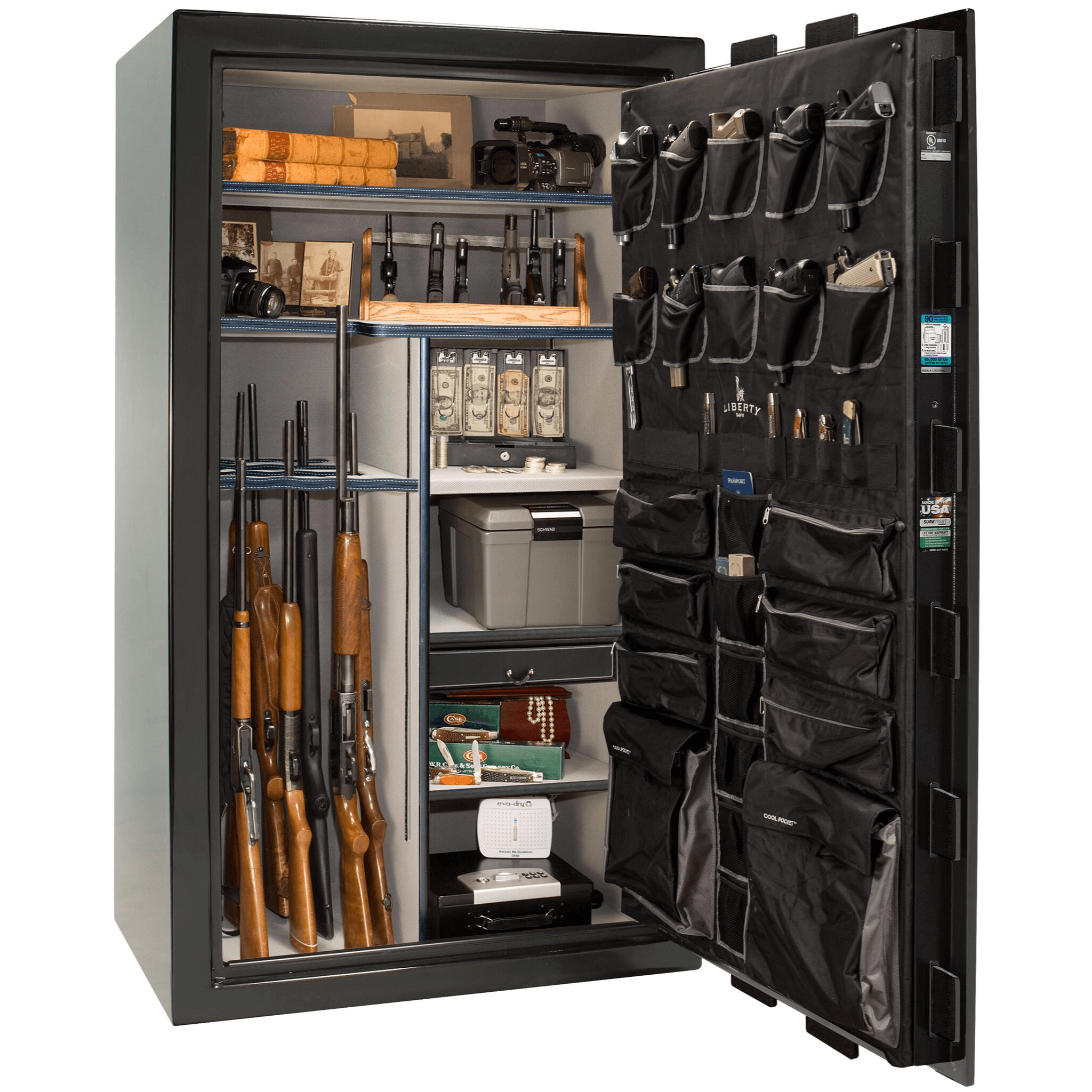 Lincoln Series | Level 7 Security | 2 Hour Fire Protection | 50 | Dimensions: 72.5”(H) x 42”(W) x 27.5”(D*) | Textured Black | Mechanical Lock - Open | Idaho Safe & Vault, Caldwell Idaho