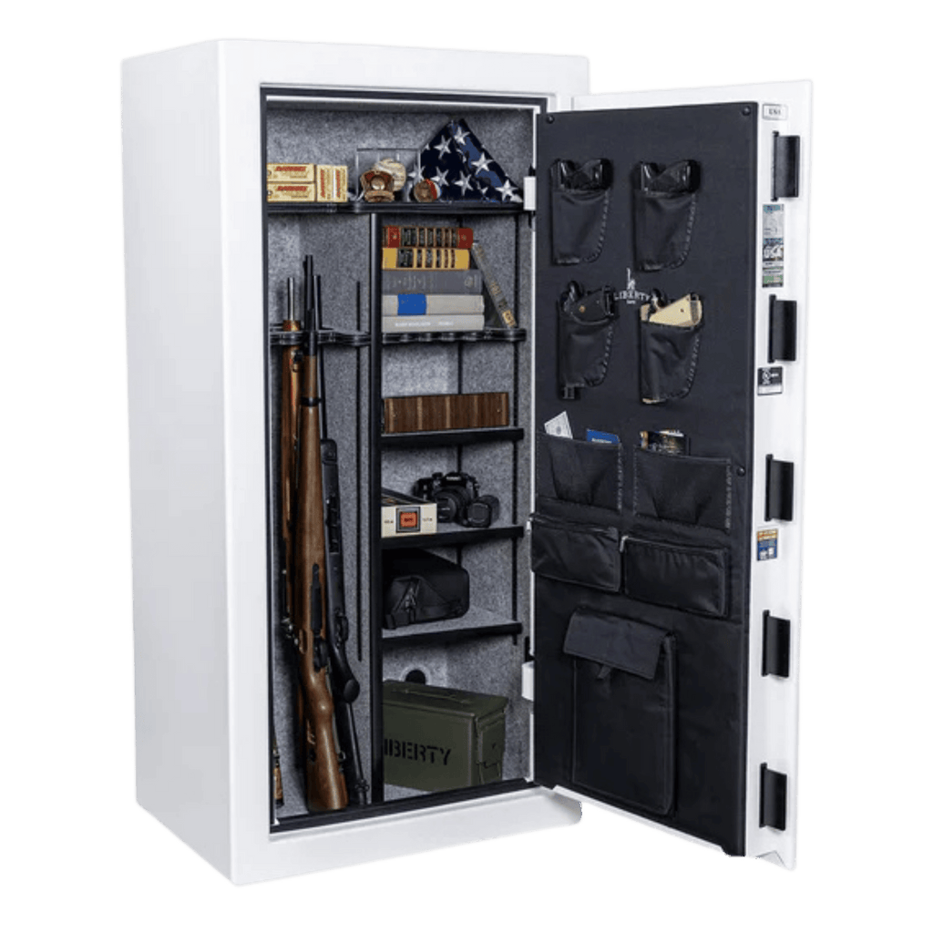Liberty USA 250th Commemorative Gun Safe | White Gloss — Open Interior | Idaho Safe & Vault
