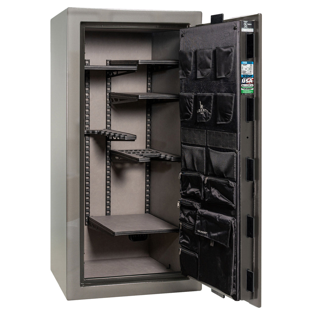 Franklin Series | Level 5 Security | 110 Minute Fire Protection | 29 | DIMENSIONS: 60.5"(H) X 30"(W) X 27.5"(D*) | Gray Gloss | ProFlex Modular Shelving – Open Door Empty | Idaho Safe & Vault, Caldwell Idaho
