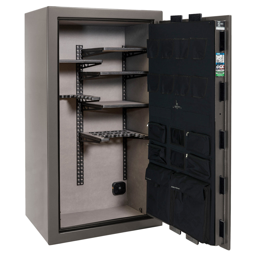 Franklin Series | Level 5 Security | 110 Minute Fire Protection | 40 | DIMENSIONS: 66.5"(H) X 36"(W) X 27.5"(D*) | Gray Gloss | ProFlex Modular Shelving - Open Door Empty | Idaho Safe & Vault, Caldwell Idaho