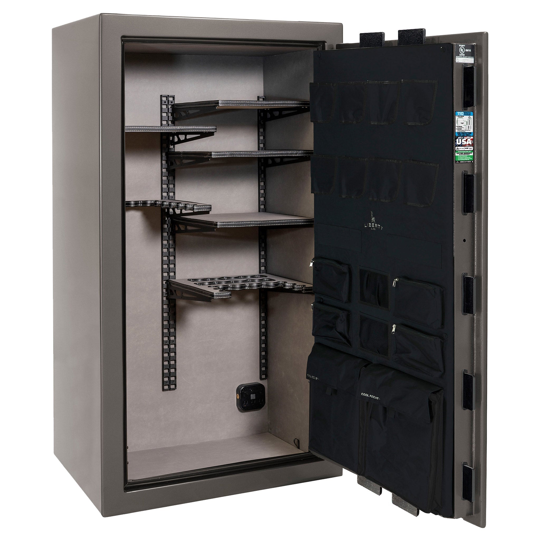 Franklin Series | Level 5 Security | 110 Minute Fire Protection | 40 | DIMENSIONS: 66.5"(H) X 36"(W) X 27.5"(D*) | Gray Gloss | ProFlex Modular Shelving - Open Door Empty | Idaho Safe & Vault, Caldwell Idaho