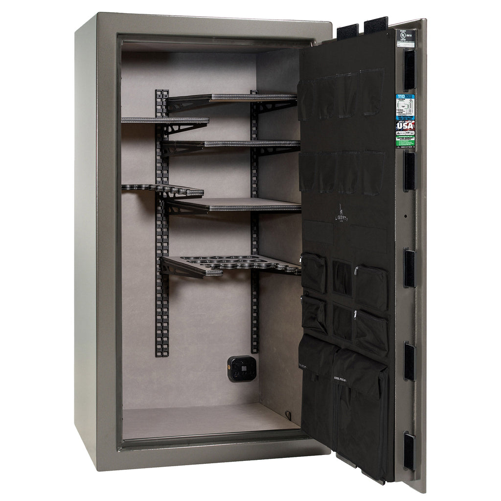 Franklin Series | Level 5 Security | 110 Minute Fire Protection | 40 | DIMENSIONS: 66.5"(H) X 36"(W) X 27.5"(D*) | Gray Marble | ProFlex Modular Shelving - Open Door Empty | Idaho Safe & Vault, Caldwell Idaho