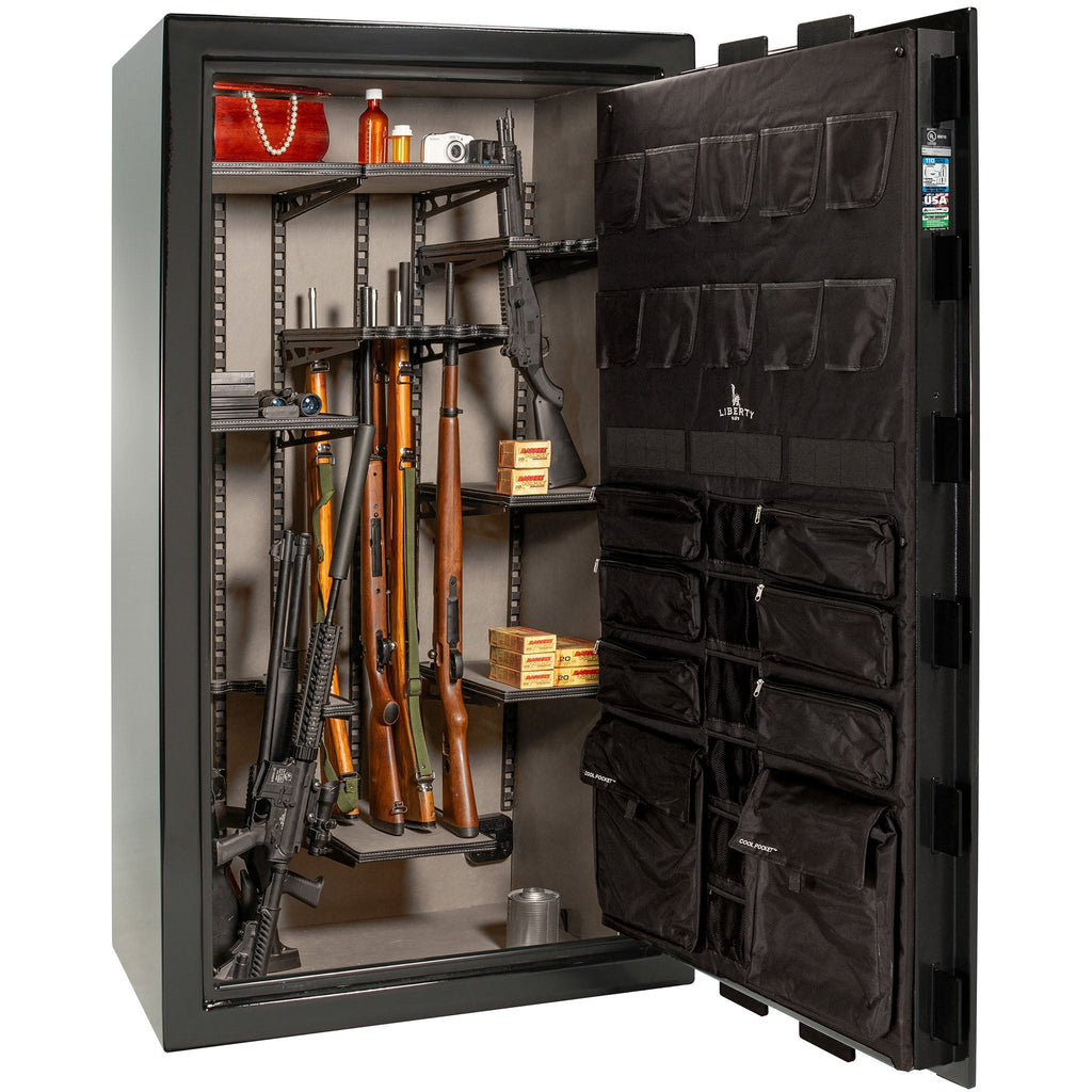 Franklin Series | Level 5 Security | 110 Minute Fire Protection | 50 | DIMENSIONS: 72.5"(H) X 42"(W) X 27.5"(D*) | Black Gloss | ProFlex Modular Shelving - Open Door | Idaho Safe & Vault, Caldwell Idaho