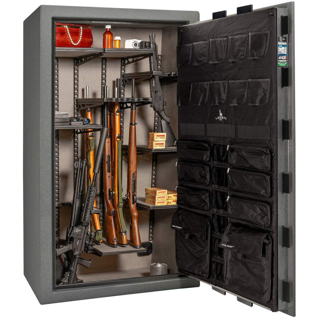 Franklin Series | Level 5 Security | 110 Minute Fire Protection | 50 | DIMENSIONS: 72.5"(H) X 42"(W) X 27.5"(D*) | Granite Textured | ProFlex Modular Shelving - Open Door | Idaho Safe & Vault, Caldwell Idaho