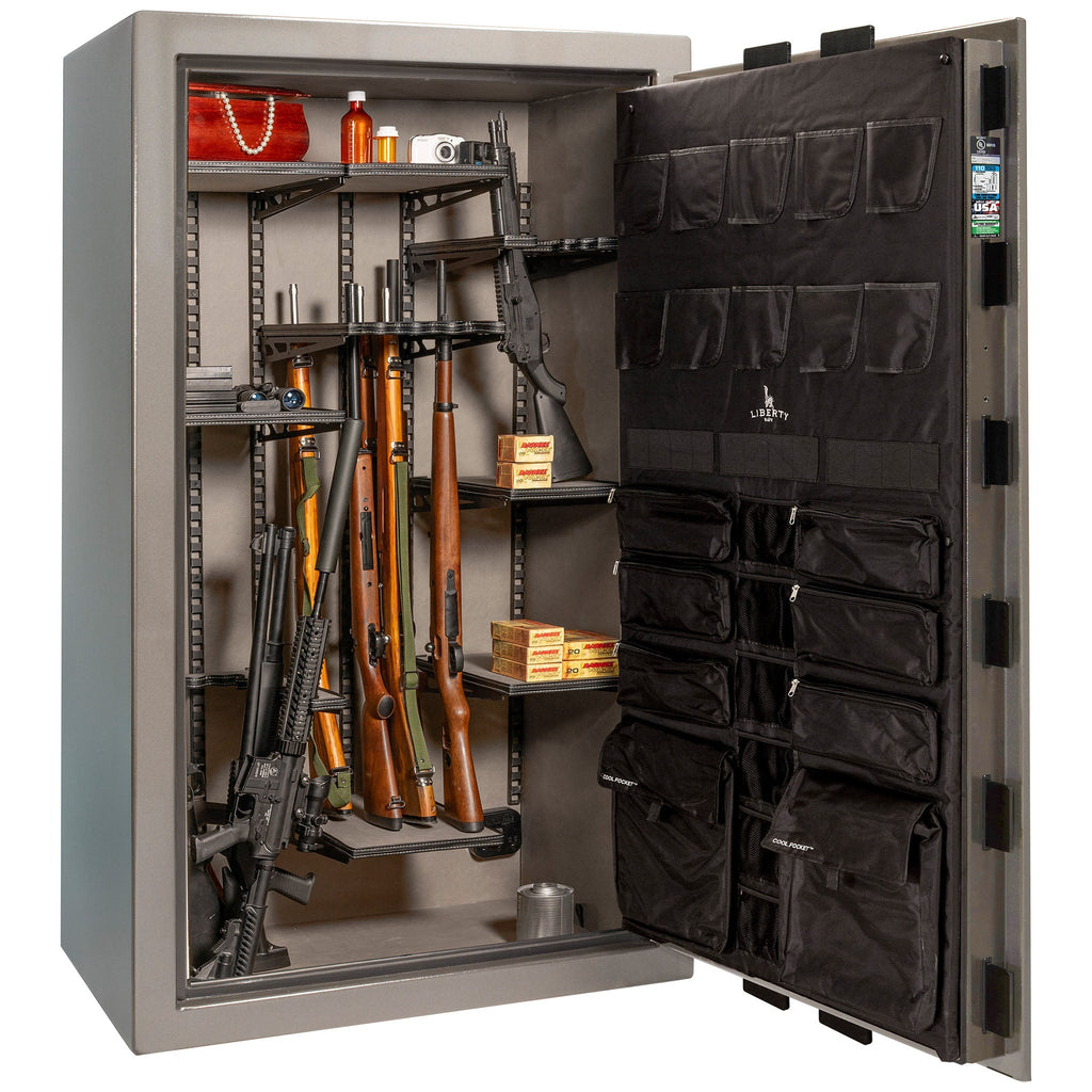 Franklin Series | Level 5 Security | 110 Minute Fire Protection | 50 | DIMENSIONS: 72.5"(H) X 42"(W) X 27.5"(D*) | Gray Gloss | ProFlex Modular Shelving - Open Door | Idaho Safe & Vault, Caldwell Idaho
