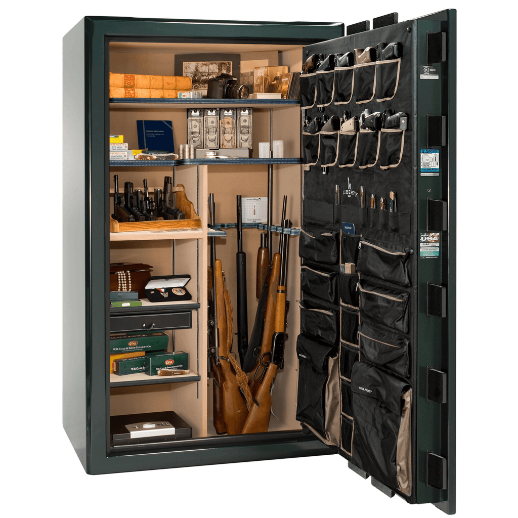 Presidential Series | Level 8 Security | 2.5 Hours Fire Protection | 50 | Dimensions: 72.5"(H) x 42.25"(W) x 32"(D) | Green Gloss | Gold Hardware | Electronic Lock | Idaho Safe & Vault, Caldwell Idaho