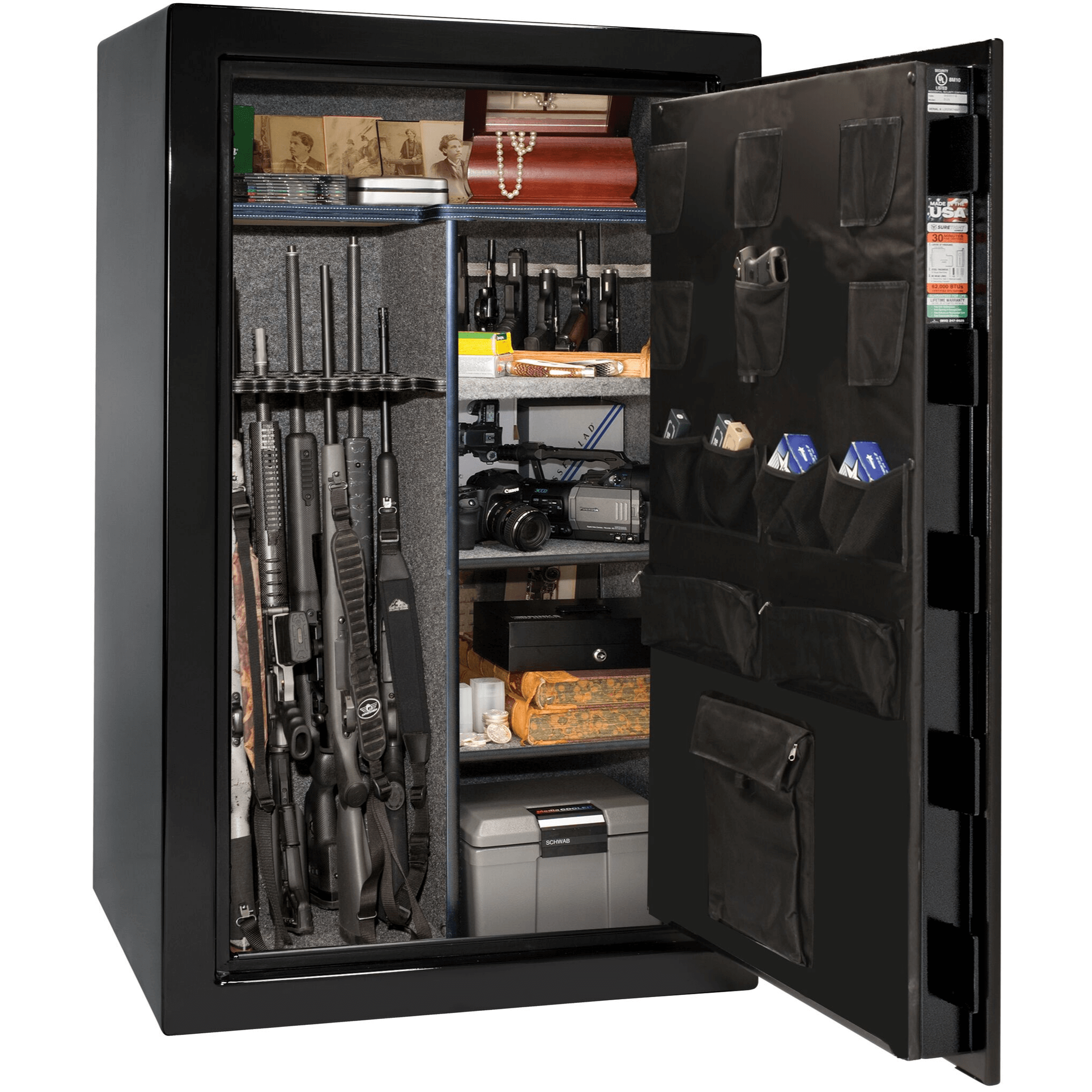 USA Series | Level 3 Security | 60 Minute Fire Rating | 36 | Dimensions: 60.5"(H) x 36"(W) x 22"(D) | Black Textured | Mechanical Lock - Open Door | Idaho Safe & Vault, Caldwell Idaho