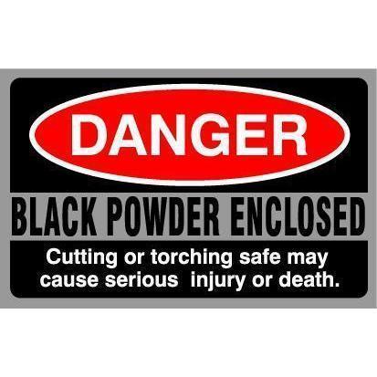 Accessory - Security - Sticker - Danger Black Powder Enclosed - Single | Idaho Safe & Vault, Caldwell Idaho