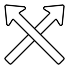 Two crossed axes on a white background